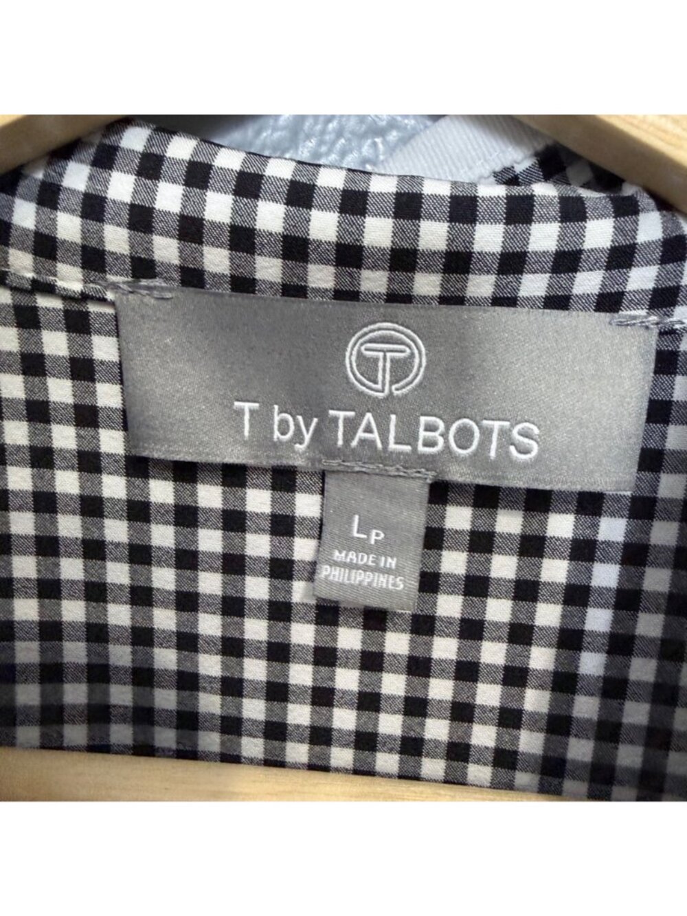 T BY TALBOTS black & white gingham full zip active jacket size LP Petite - Picture 2 of 8